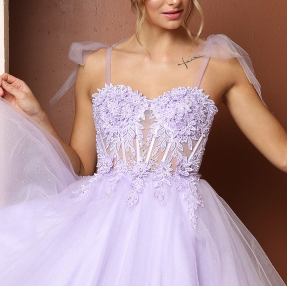 COPY - Blue,champagne gold,lilac short formal homecoming prom party evening dre… - Picture 8 of 9